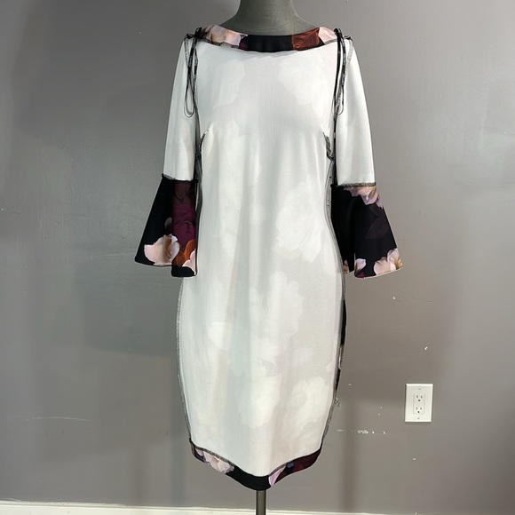 Calvin Klein size 10 bell sleeve floral stretchy sheath dress - Picture 11 of 17